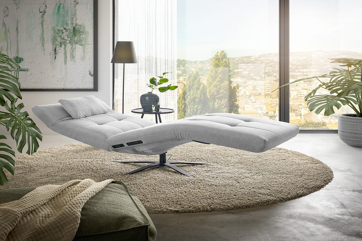 RELAXLIEGE LETICIA Silber Cord - Silberfarben/Schwarz, Textil/Metall (82/115/156cm) - KAWOLA