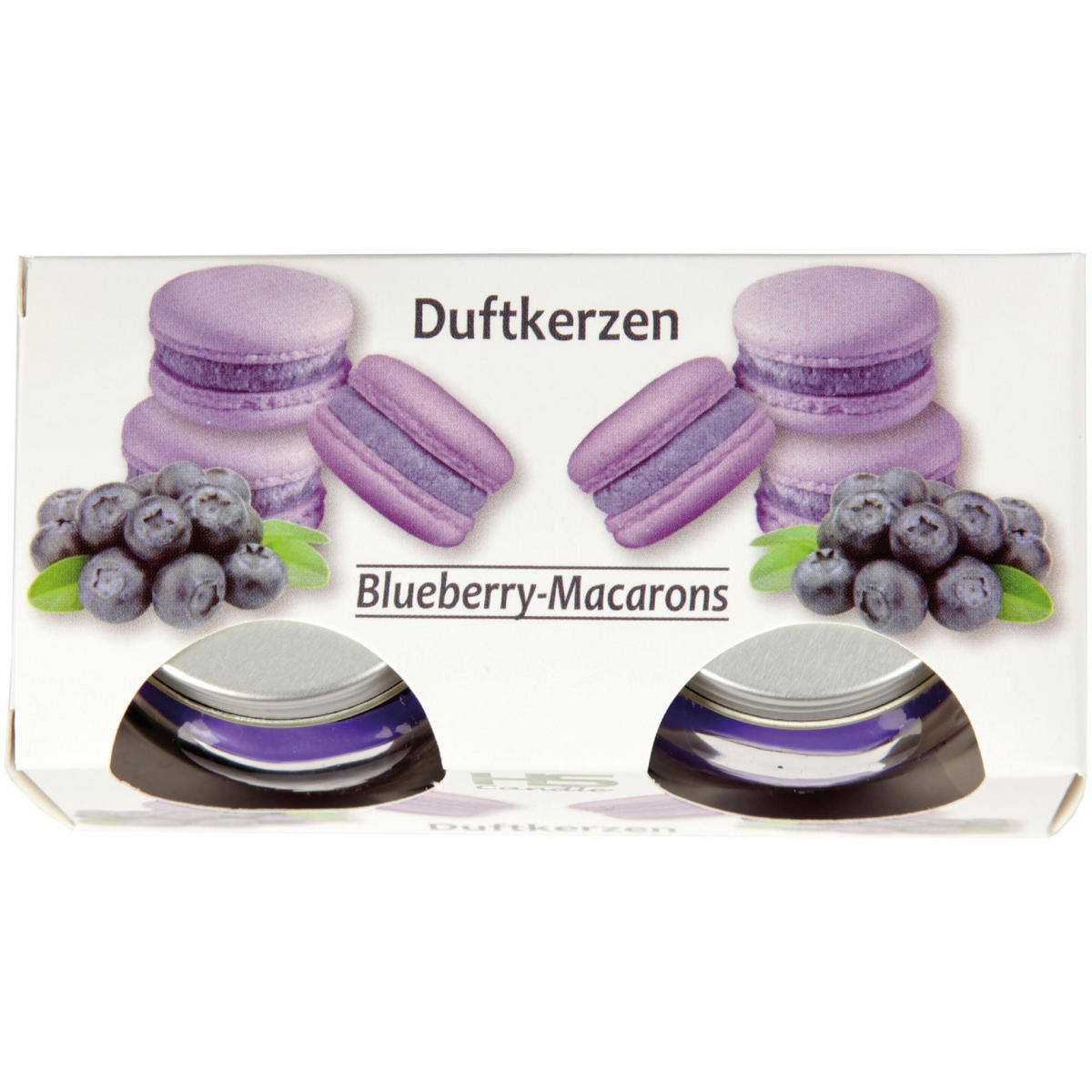 DUFTKERZE im Glas "Macaron Blueberry" mit Deckel, 2er Pack mit je ca. 7 Std. Brenndauer, Ø6cm, Raumduft als Geschenk und Dekoration - Blau, Glas (6/5cm) - HS Candle