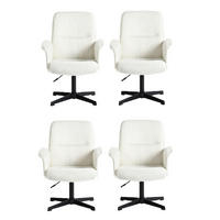 DREHSTUHL 4er Set in Eisen Bouclé - Weiß, Metall (63/94/66cm) - Meubles Cosy