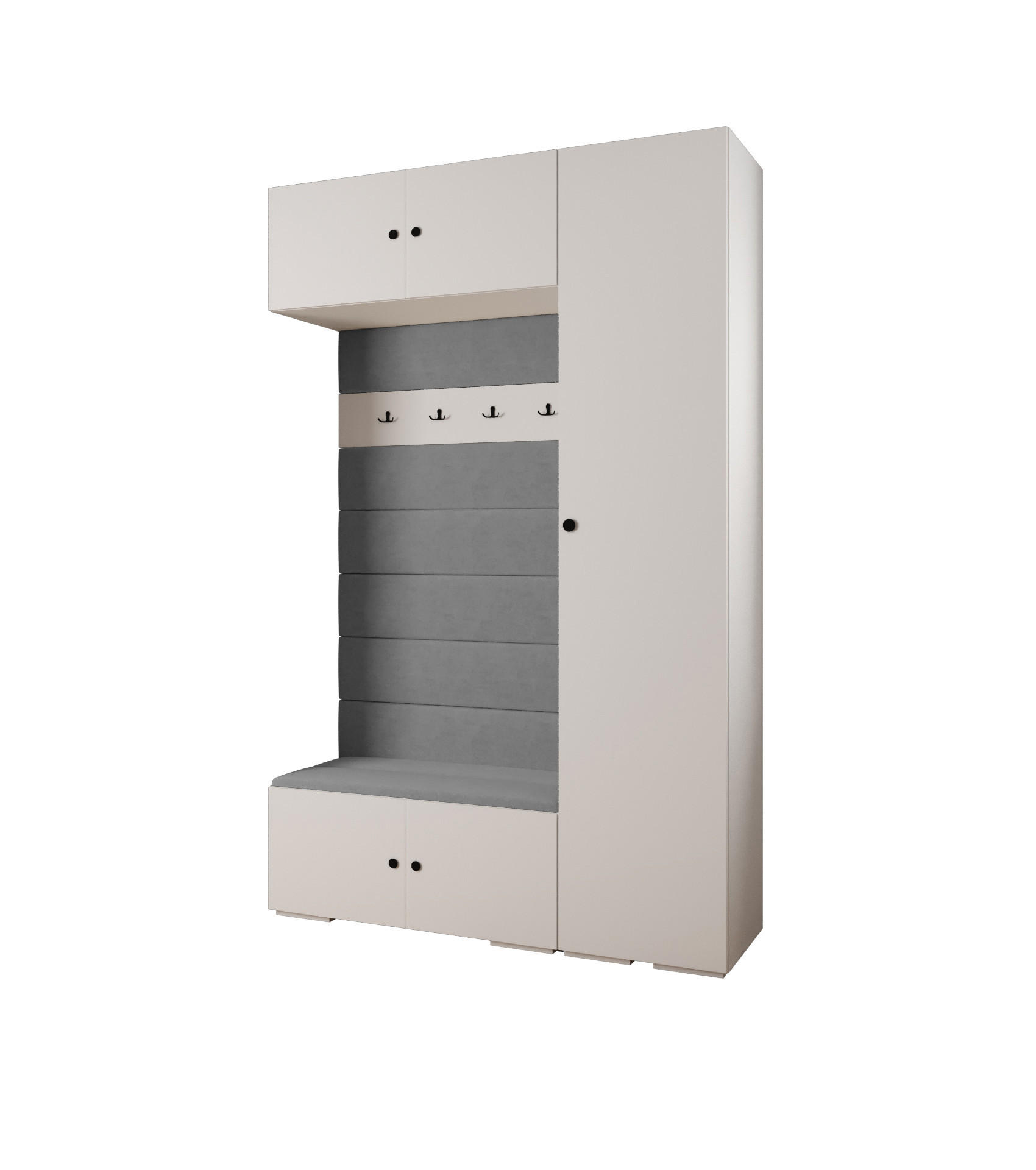 Abiks Möbel Garderoben-Set Weiß, Grau, Schwarz 150x236.7x47 cm
