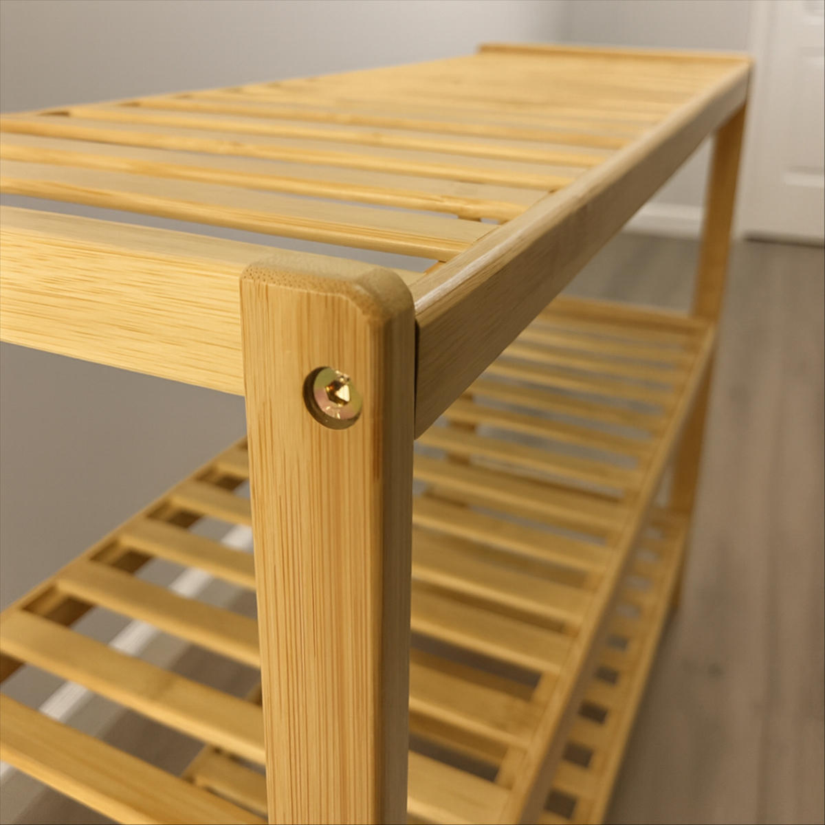 SCHUHREGAL Bambus naturfarben 3 Ebenen 70/26/55 cm - Hellbraun, Holz (70/55/26cm) - Begryf