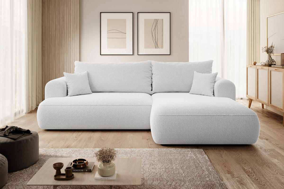 ECKSOFA Ovo Grau Boucle - Schwarz/Grau, Kunststoff/Textil (260/165cm) - Selsey