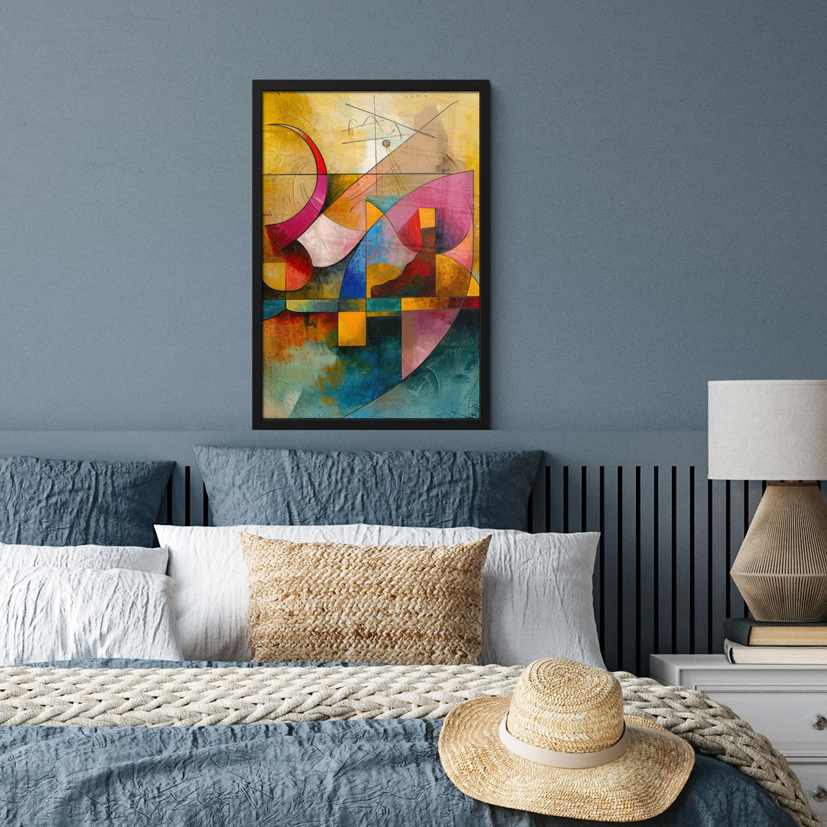 GERAHMTES BILD Kunst - Abstrakt - Modern 40x60 cm - Gelb, Papier (40/60cm) - MuchoWow