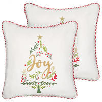 DEKOKISSEN 2er-Set Weiß 45/45 cm Echeveria - Rot/Goldfarben, Textil (45/45cm) - Beliani