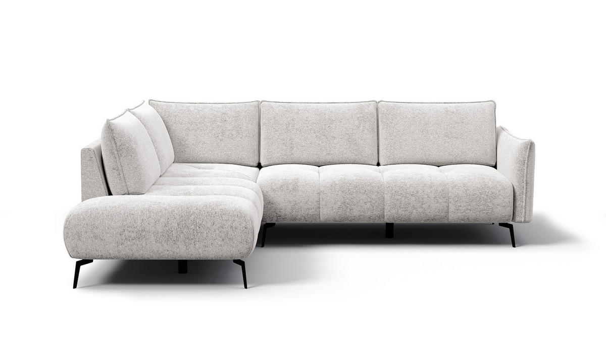 ECKSOFA AERA 5-Sitzer links, ecru - Ecru/Schwarz, Holz/Textil (268/206cm) - Courtois Laville