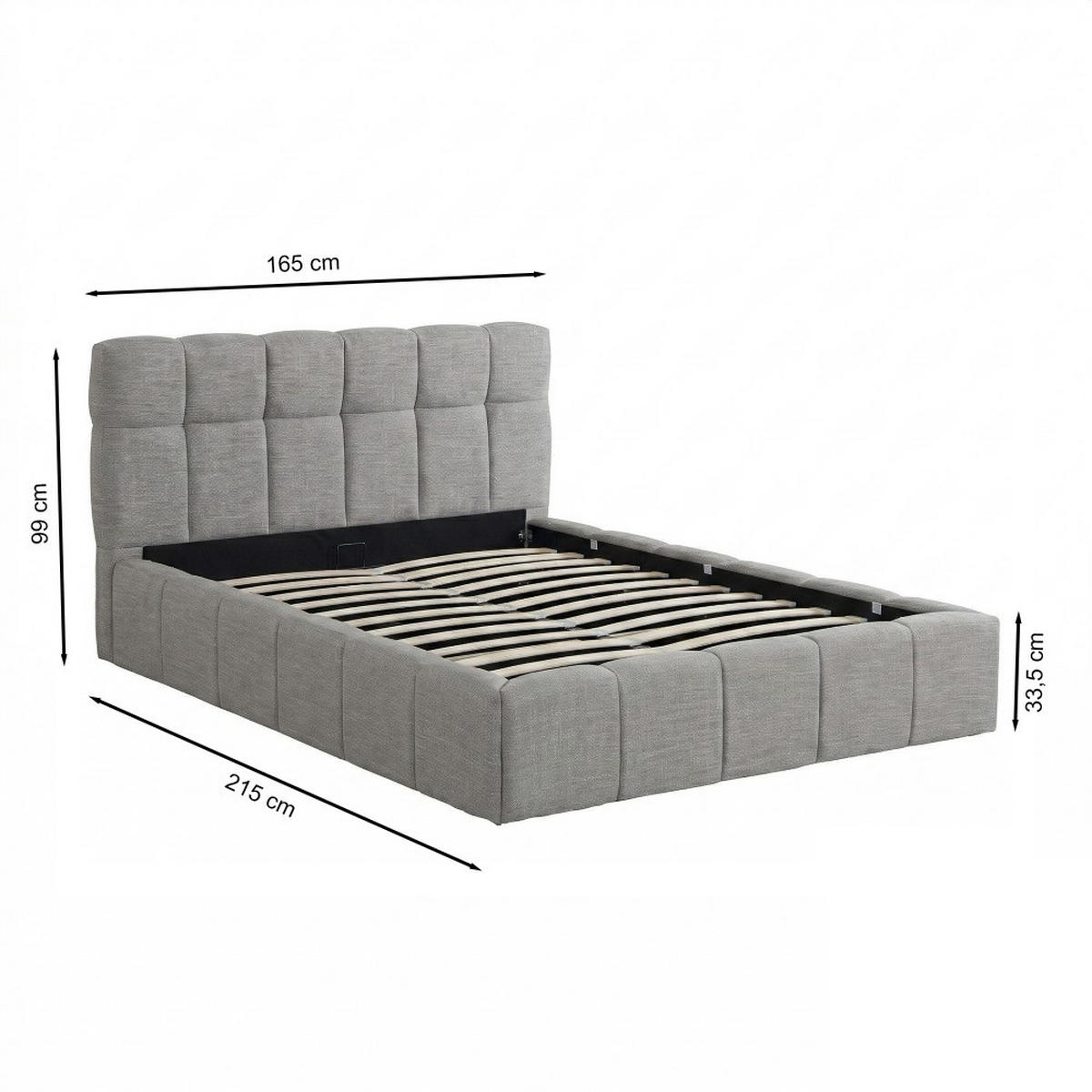 BETT ELIAS / 160x200 cm mit Bettkasten, Hellgrau - Hellgrau, Holzwerkstoff (160/200cm) - Weber Industries