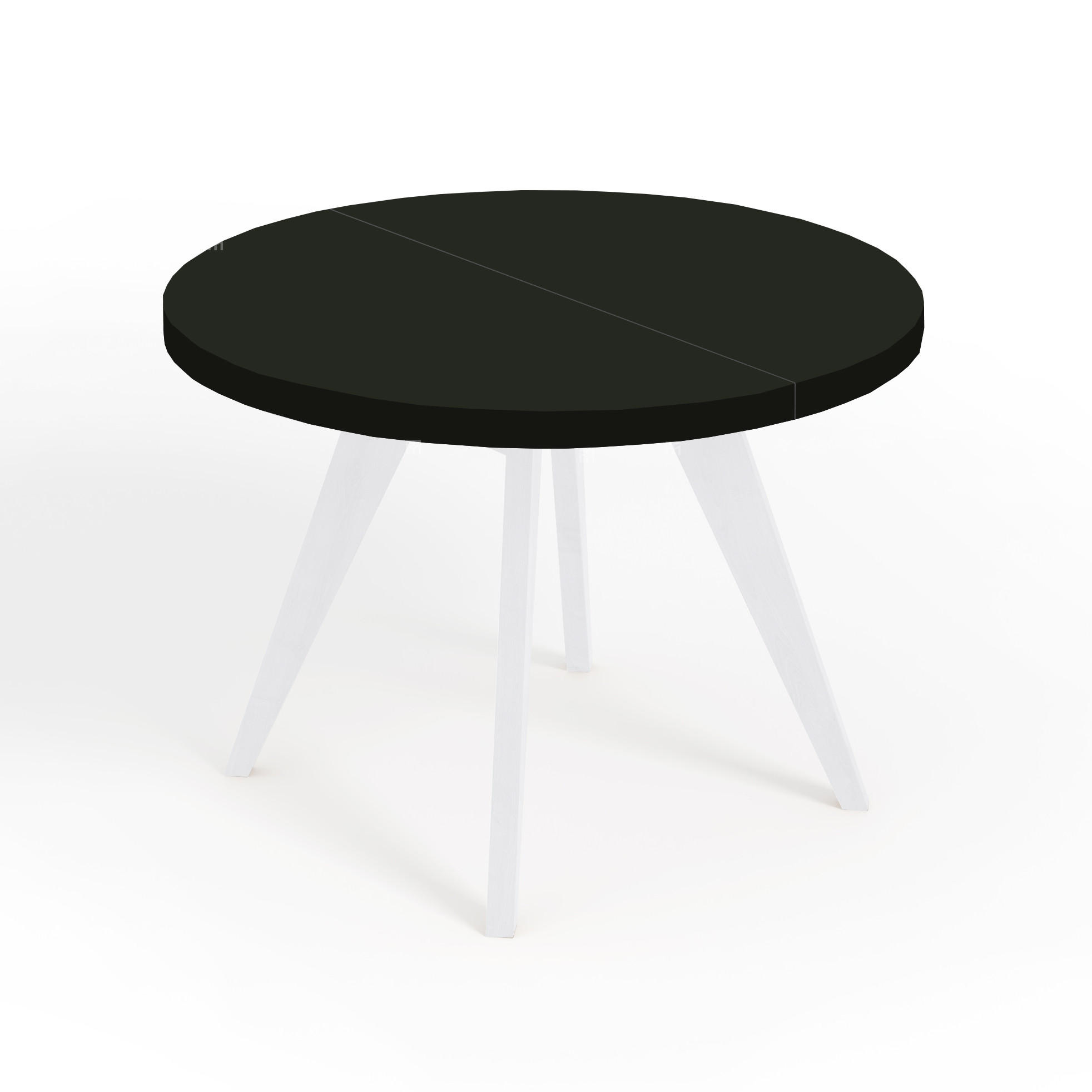 ESSTISCH LORA, Durchmesser: 110 / 210 cm Schwarz / Weiß - Schwarz/Weiß, Holz (110/210/76cm) - Dekori_Interiors