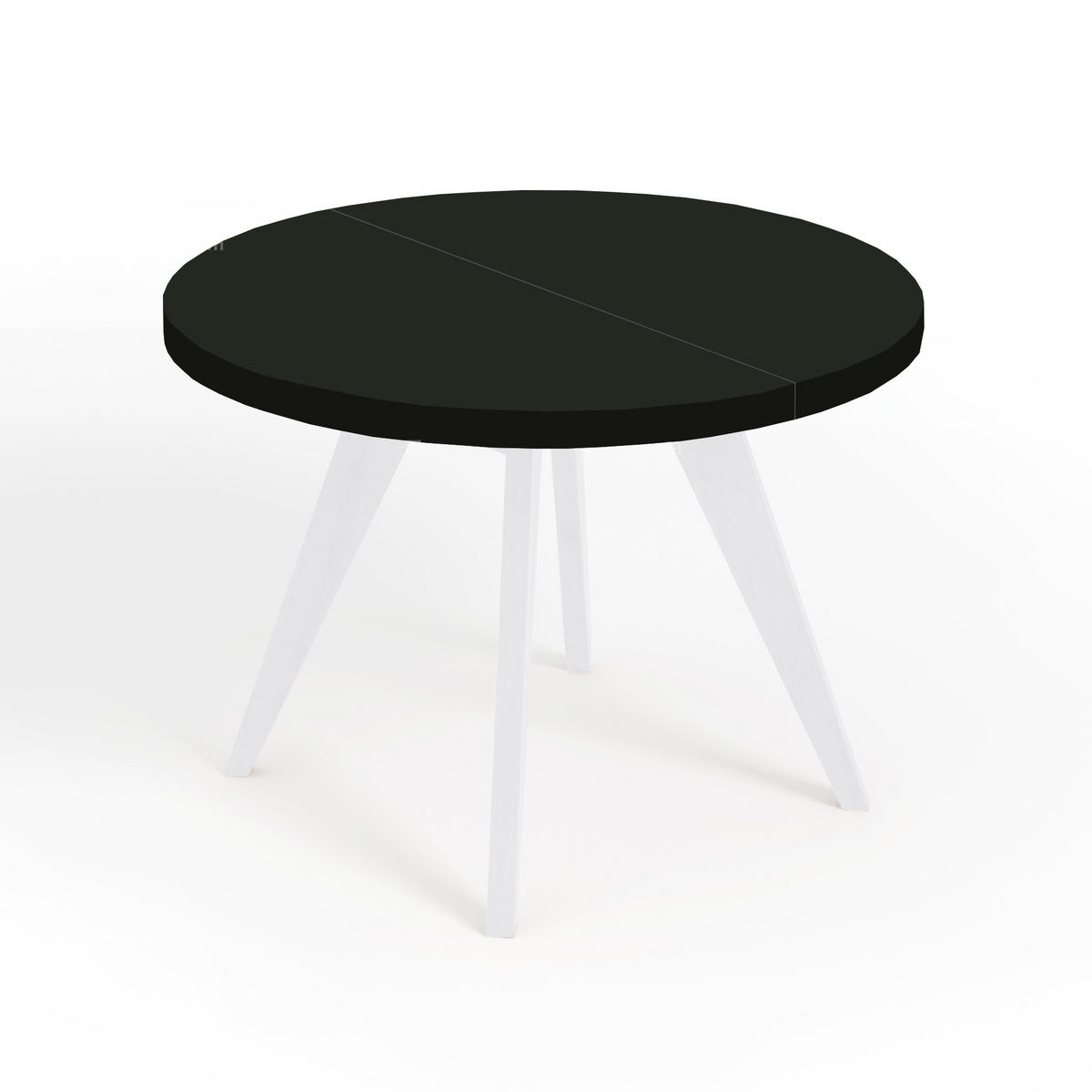 ESSTISCH LORA, Durchmesser: 110 / 210 cm Schwarz / Weiß - Schwarz/Weiß, Holz (110/210/76cm) - Dekori_Interiors