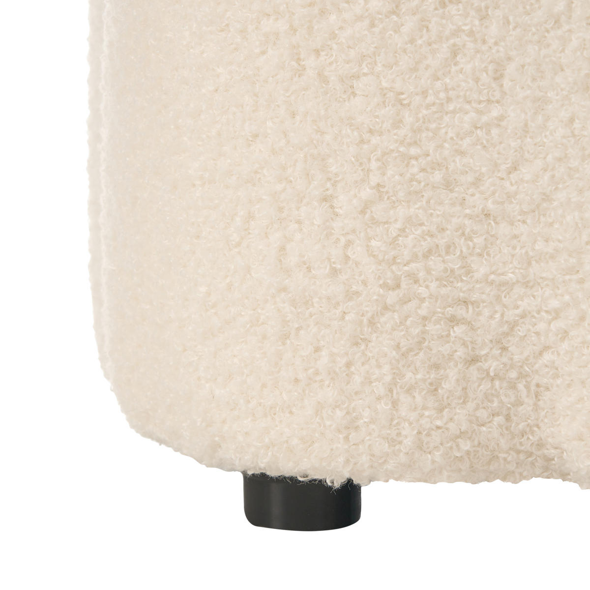 POUF mit Stauraum Bouclé Cremeweiß Blume Flower - Gelb/Creme, Textil (40/38/40cm) - Beliani