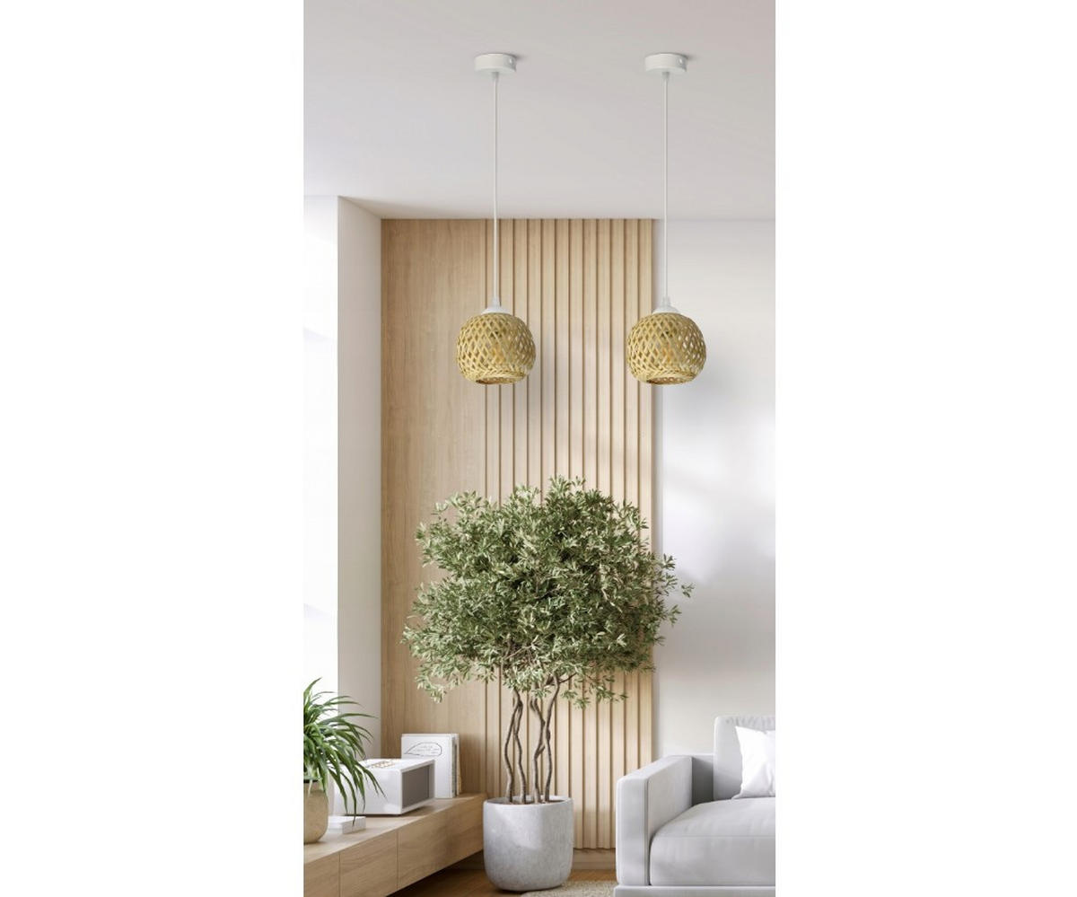 PENDELLEUCHTE BOHO - Beige/Weiß, Glas/Metall (15/34/100cm) - kiki design
