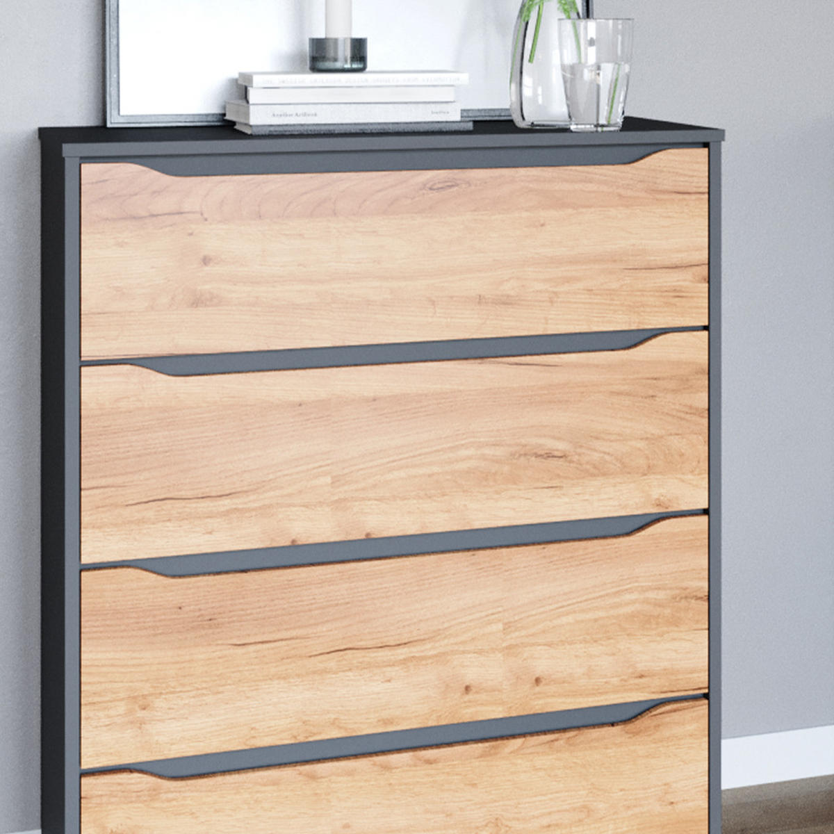 PŘÍBORNÍK Ruben Zlatý dub power/antracit - medově dubová/antracitová, kompozitní dřevo (48/101.6/80cm) - Vicco