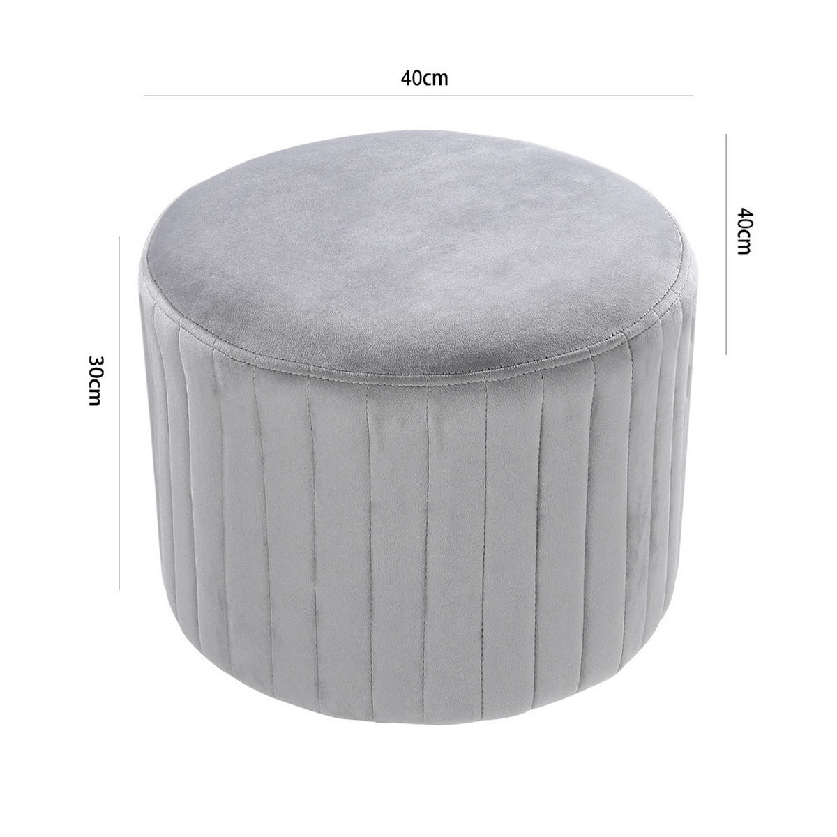 POLSTERHOCKER 40/40/30 cm Runder Flanell Grau - Grau, Textil (40/30/40cm) - Livingandhome