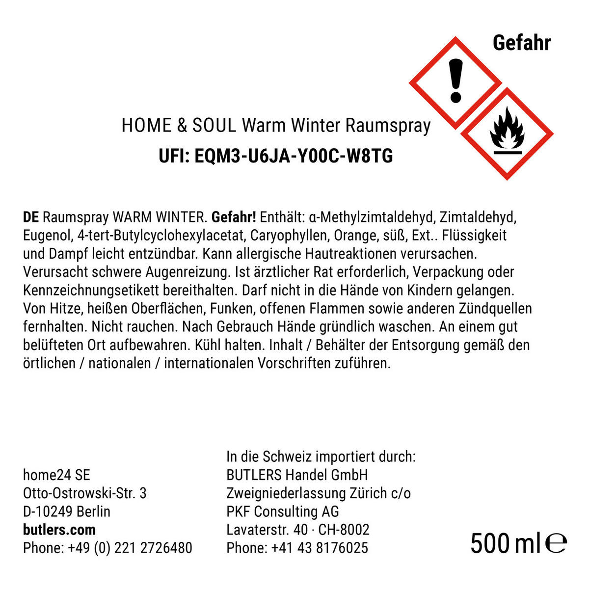 RAUMSPRAY Home & Soul - Bordeaux, Glas (7/7/21cm) - Butlers