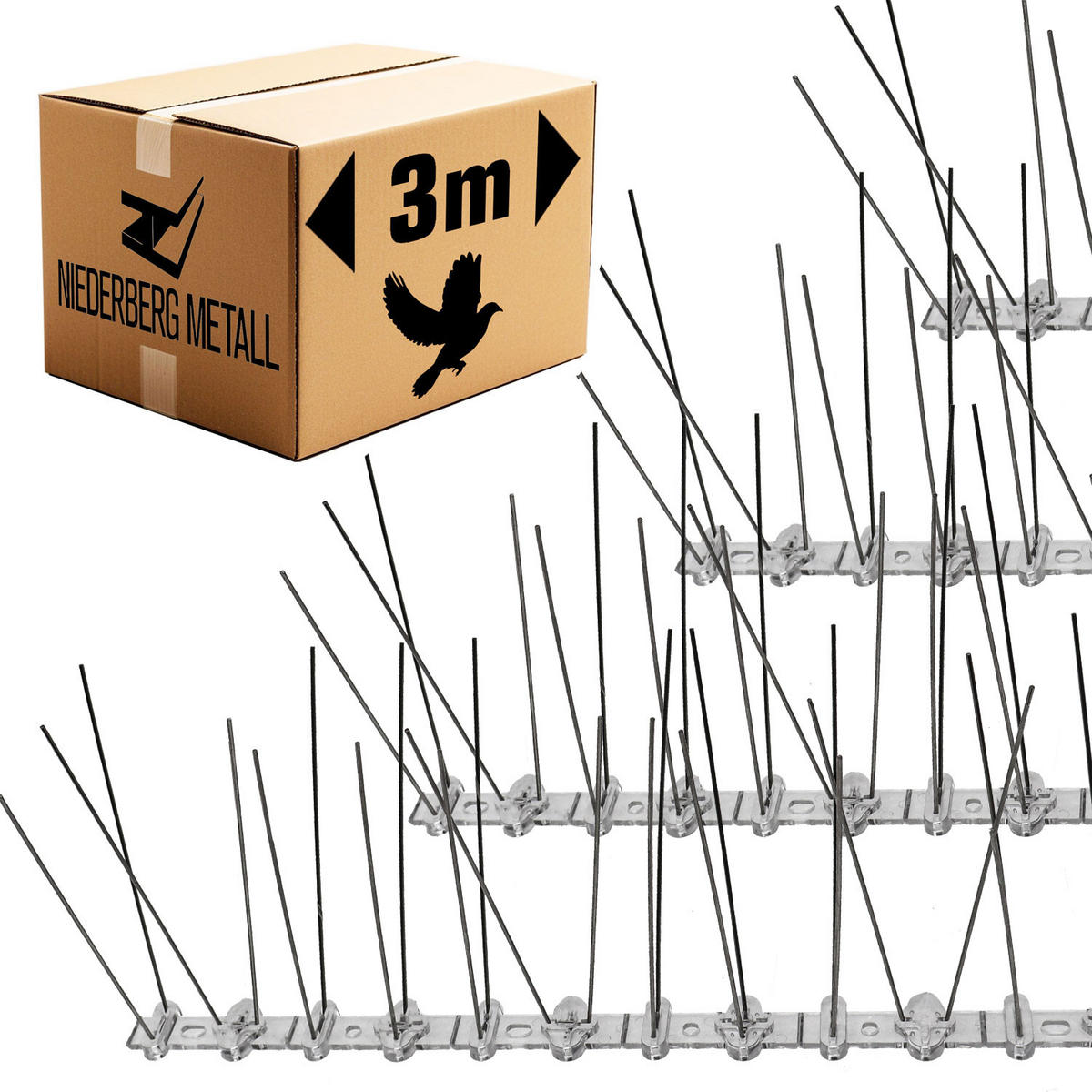 TAUBENABWEHR Kunststoff 3m - Grau, Metall (1.3/11.5cm) - Niederberg Metall