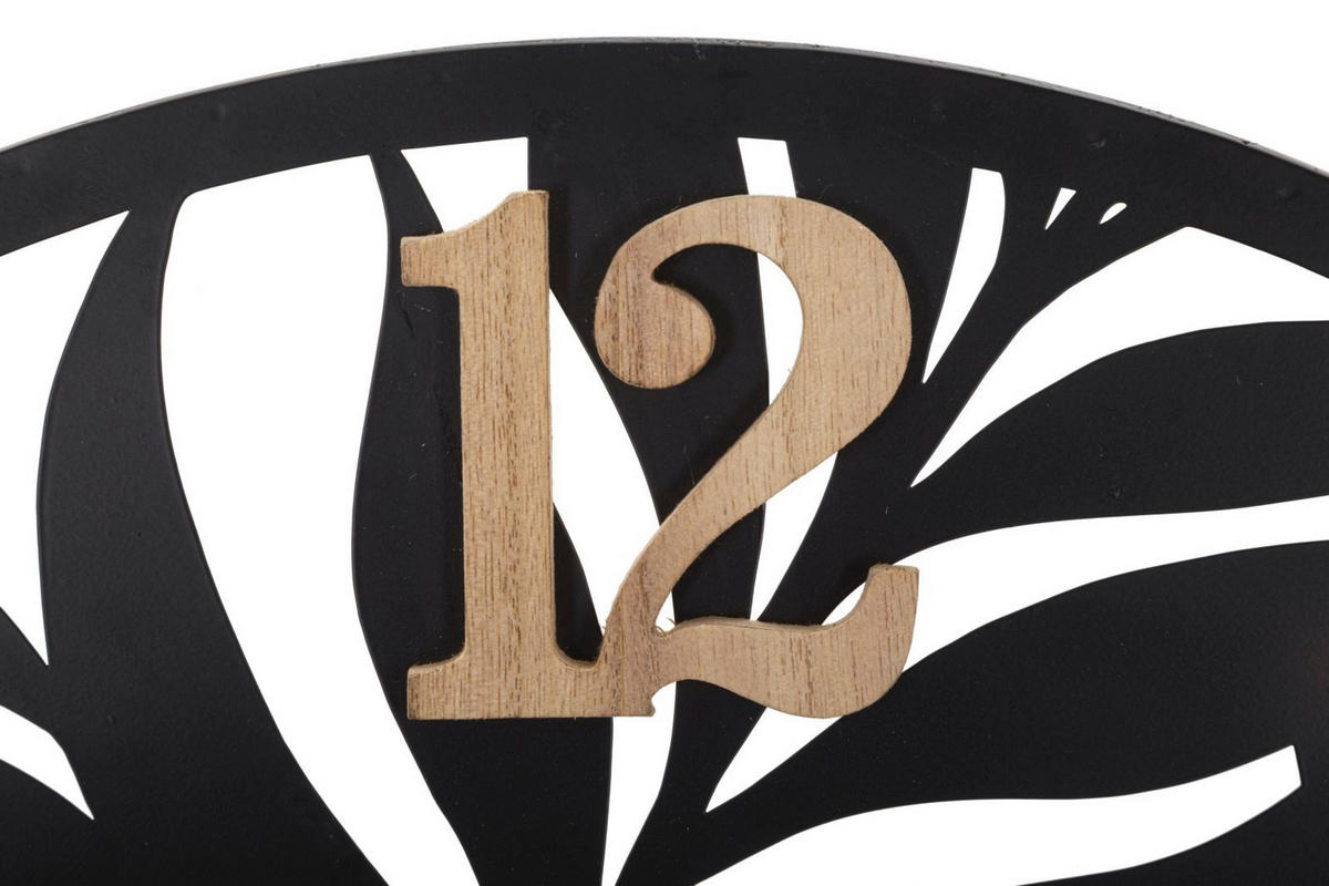 WANDUHR Palm, schwarz und braun, Eisen und MDF, 60 x 2,5 x 60 cm, Motiv: Palme - Schwarz/Braun, Holzwerkstoff/Metall (60/60/2.5cm) - Mauro Ferretti