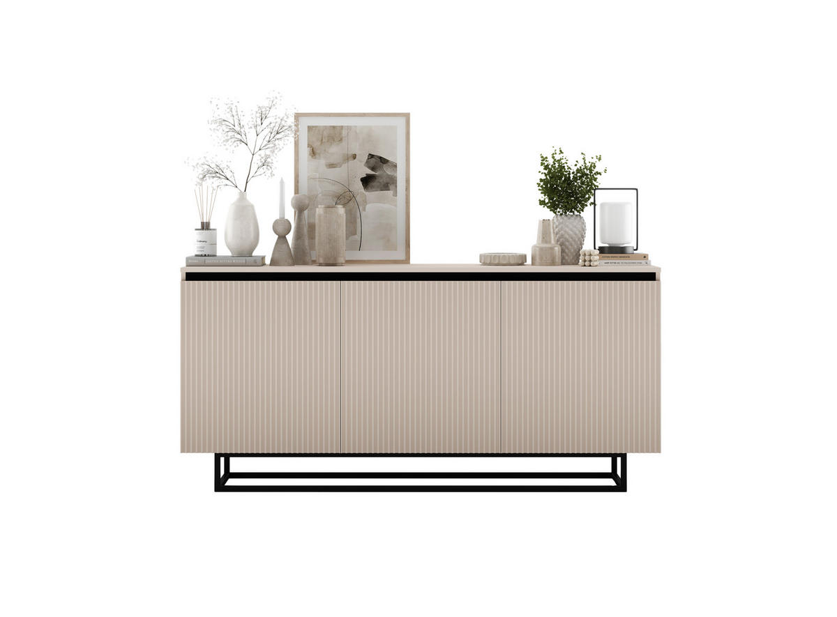 SIDEBOARD Selene 3D Kachmir Matt mit metallrahmen Glamour 167 cm - Kaschmir/Schwarz, Holzwerkstoff/Metall (167/79/35cm) - Meble Lindner