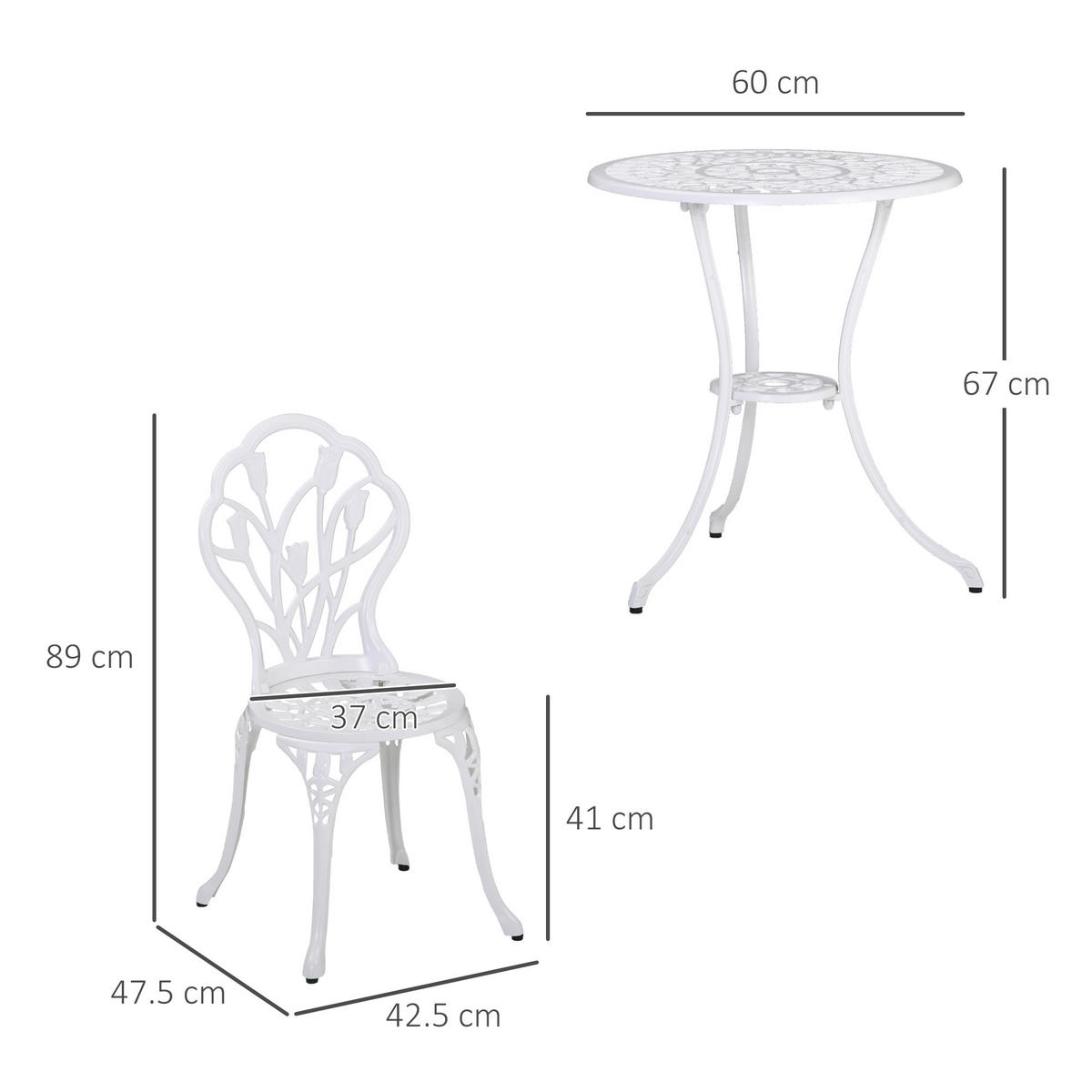 GARTEN-BEISTELLTISCHSET Weiß 3 Stück - Weiß, Naturmaterialien (60/60/67cm) - GiPP