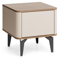 NACHTTISCH Aurora mit Stauraum für Schlafzimmer, Tip-On-System, Nussbaum+Kaschmir - Kaschmir/Nussbaumfarben, Holzwerkstoff/Metall (48/47/40cm) - Beautysofa