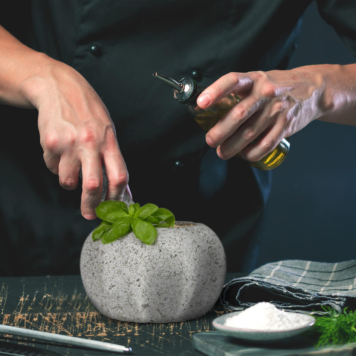 MÖRSER - Grau, Stein (15.5/10/15.5cm) - Relaxdays