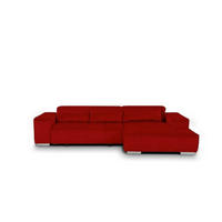 ECKSOFA mit elektrischem Sitzvorschub und verstellbaren Kopflehnen - Chromfarben/Rot, Textil (186/307cm) - Cotta