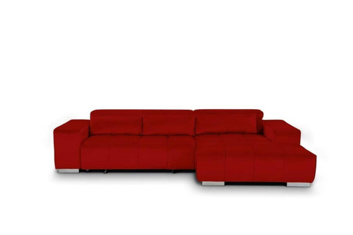 ECKSOFA mit elektrischem Sitzvorschub und verstellbaren Kopflehnen - Chromfarben/Rot, Textil (186/307cm) - Cotta