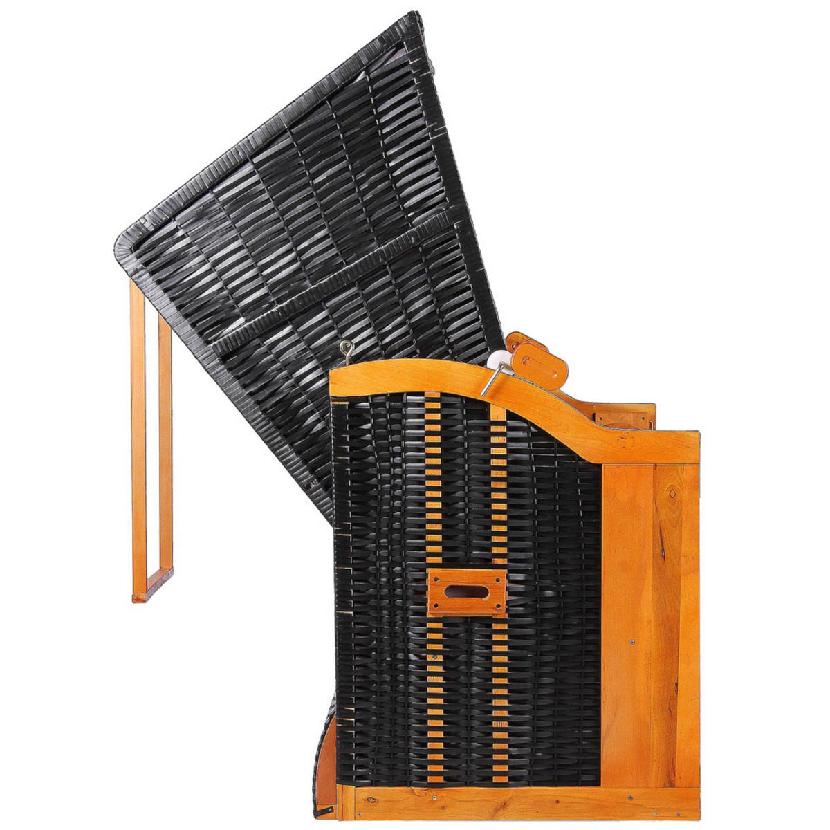 STRANDKORB XXL Ostsee 3Sitzer PE Schwarz - Schwarz/Braun, Metall (160/160/80cm) - Mr. Deko