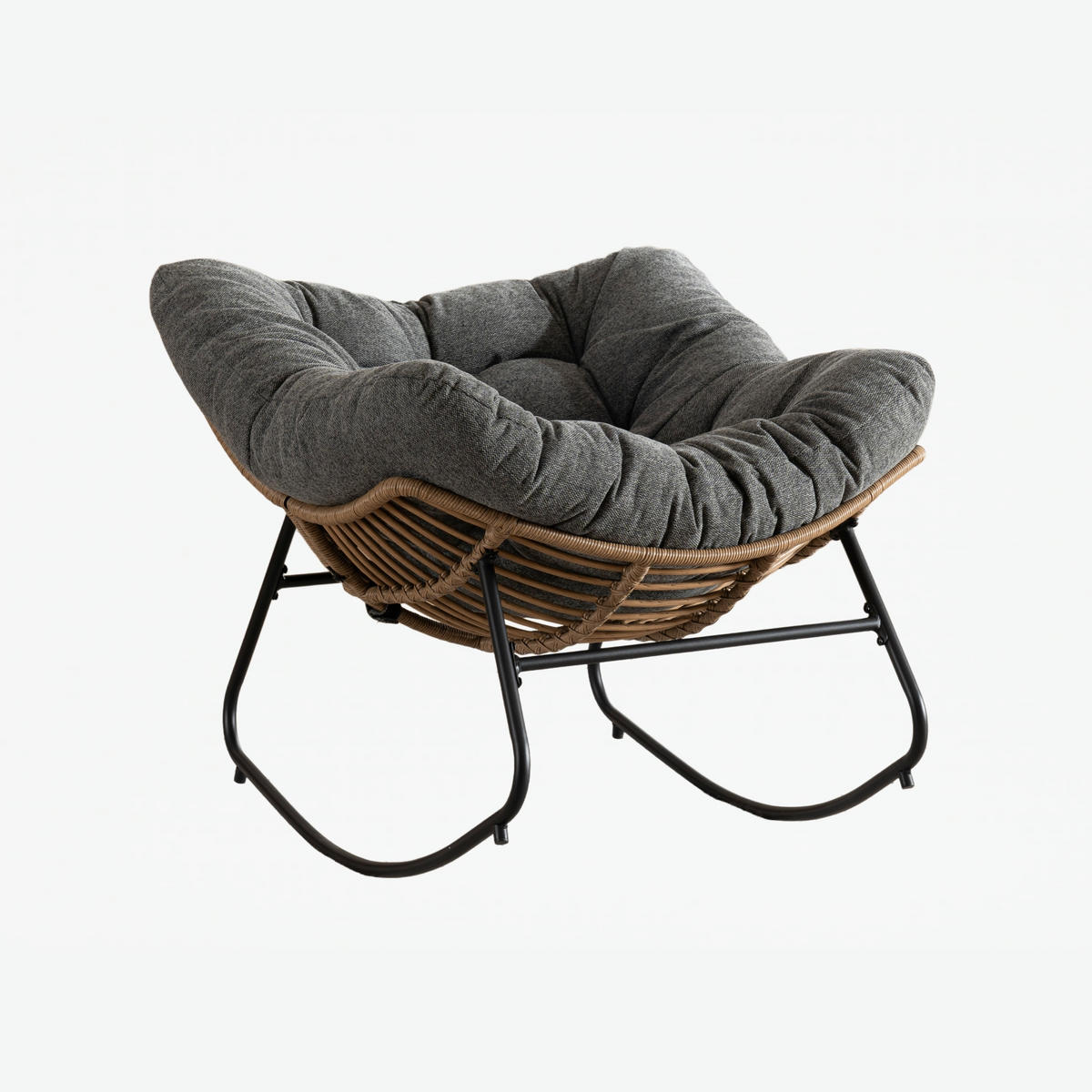 SCHAUKELSTUHL Grau Chenille, Metallrahmen - Grau, Textil (98/77/102cm) - Oxeza