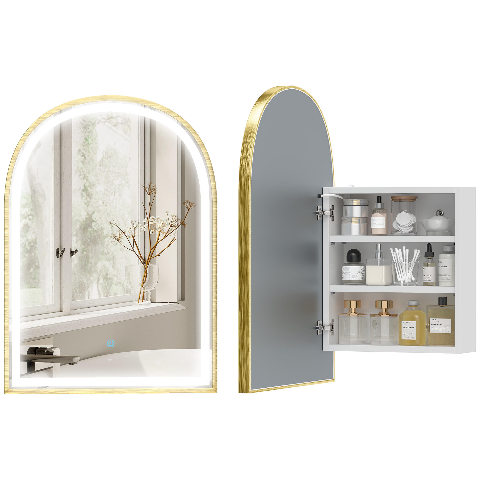 SPIEGELSCHRANK , beschlagfrei, 50 x 14,5 x 70 cm ,gold - Goldfarben, Glas (50/70/14.5cm) - Vallsero
