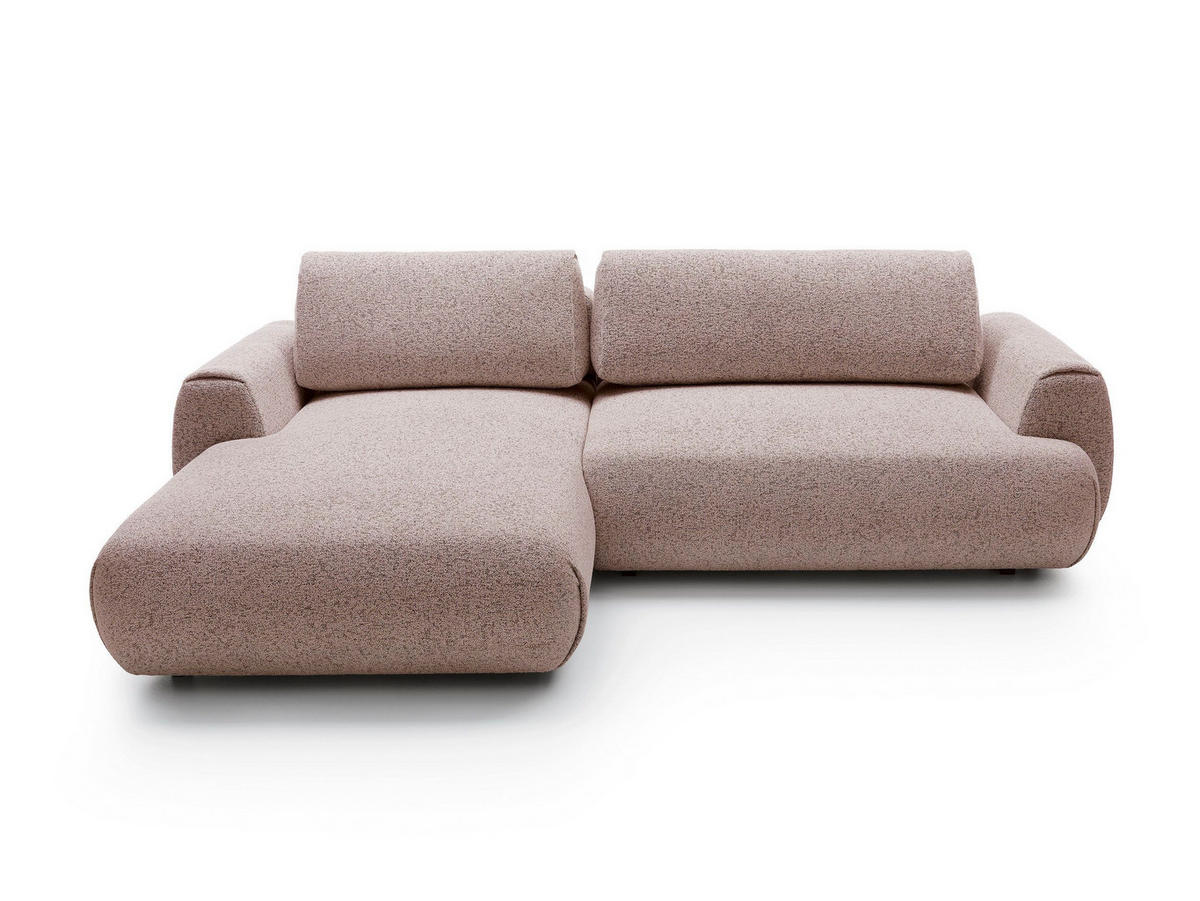 ECKSOFA ZEST Rosa Geflochtener Stoff mit Schlaffunktion - Rosa, Holz (270/167cm) - MASSENO