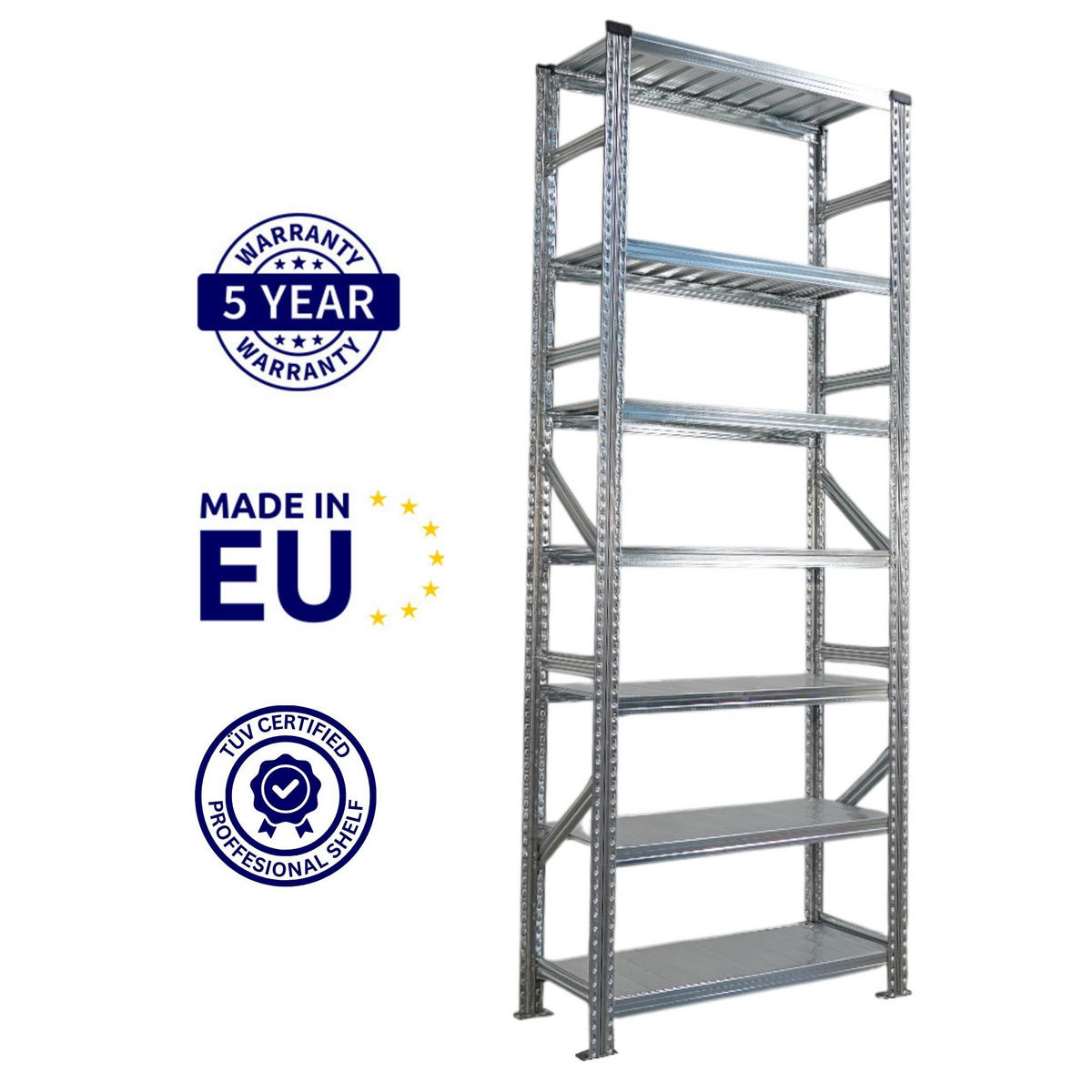 FACHBODENREGAL Proximo 250x270x40cm 7 Ebenen Beidseitig nutzbar Verzinkt - Silberfarben, Metall (270/250/40cm) - PROREGAL