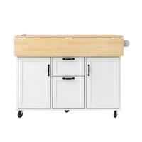 KÜCHENINSEL aus MDF 120x40-80x92 cm Weiß/Natur mit Klapptisch & Steckdosen - Weiß, Holzwerkstoff (120/92/80cm) - Modfu