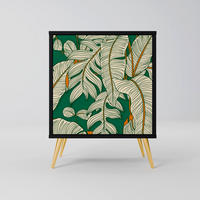 SIDEBOARD VERDANT PLEASURES, Schwarz, 57,5x42x75,5 cm, Goldfarbene Metallfüße - Goldfarben/Multicolor, Holzwerkstoff/Metall (57.5/75.5/42cm) - SpaceRebels