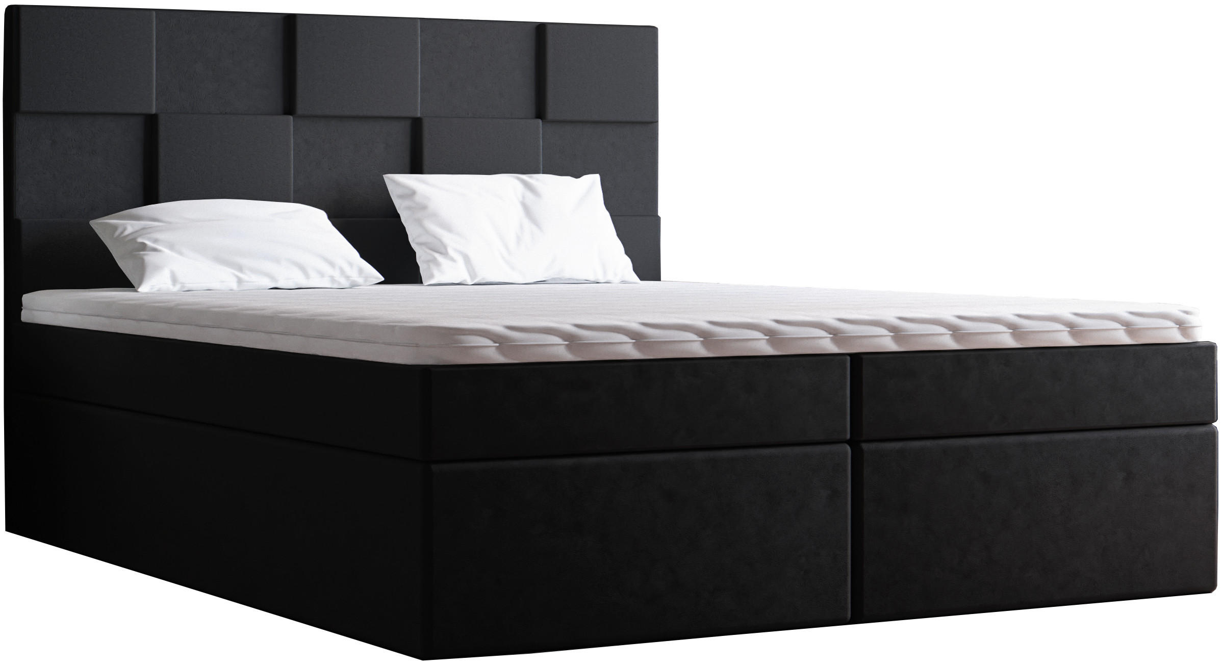DOPPELBETT mit Matratze 160x200 Berg, Samtstoff, Bettkasten, Schwarz - Schwarz, Holz/Textil (160/200cm) - Emporius
