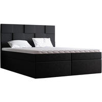 DOPPELBETT mit Matratze 140x200 Berg, Samtstoff, Bettkasten, Schwarz - Schwarz, Holz/Textil (140/200cm) - Emporius