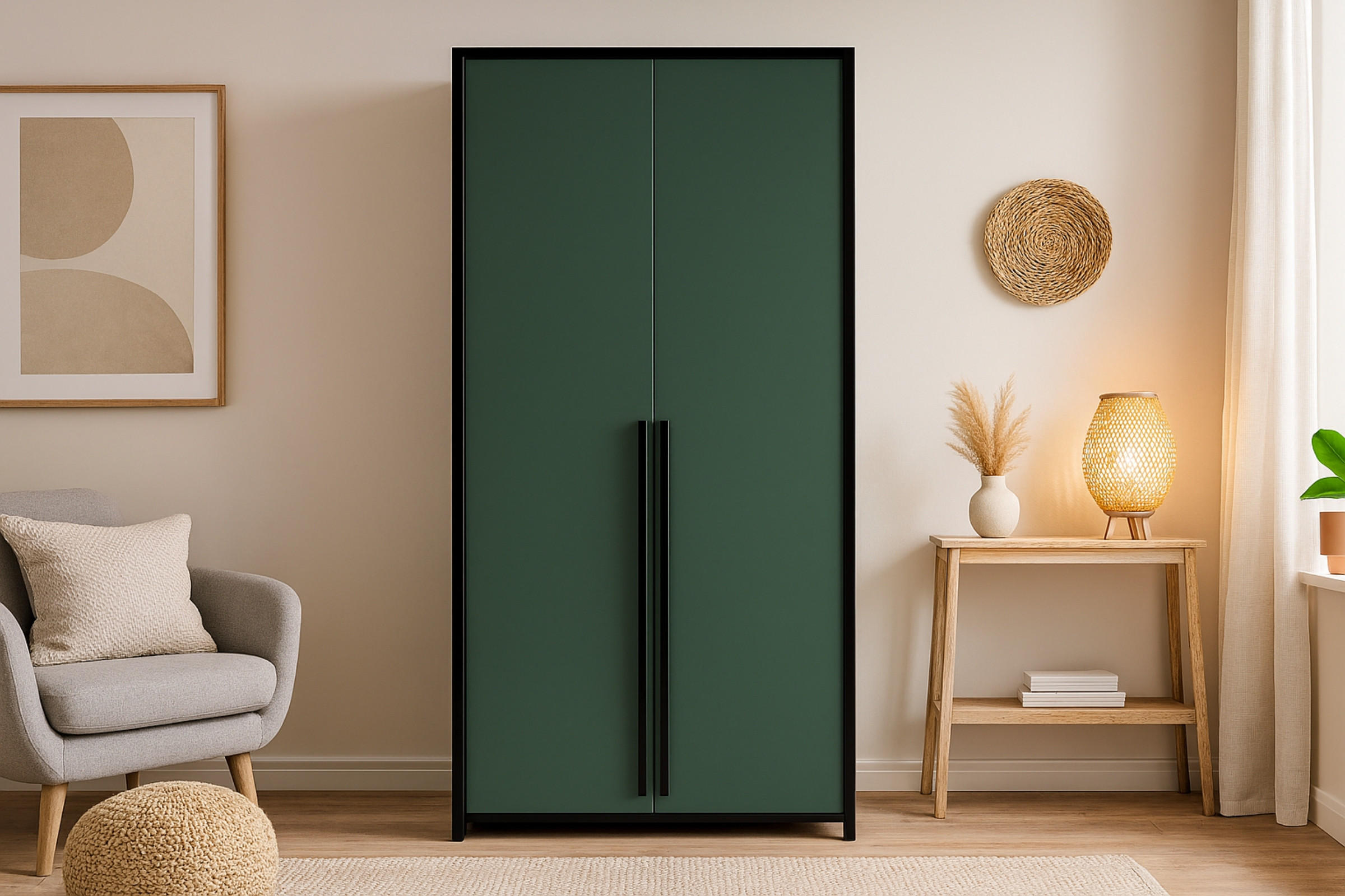 Thumbnail - Deine Möbel 24 Kleiderschrank, Dunkelgrün, Holzwerkstoff, 105x217x65 cm, Schlafzimmer, Kleiderschränke