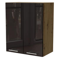 KÜCHENHÄNGESCHRANK Essen W3/60 Schwarz Hochglanz / Eiche Artisan Matt 60 / 32,5 / 72cm - Schwarz Hochglanz/Schwarz, Holz/Holzwerkstoff (60/72/32.5cm) - Feldmann-Wohnen