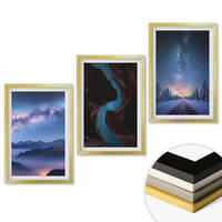WANDBILDER 3er Set - 40x60 cm Goldrahmen - Nachthimmel, Berge, Winterlandschaft - Goldfarben, Kunststoff (40/60cm) - ArtPrintCave