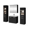 BADMÖBEL-SET Madrit II mit weißer LED Beleuchtung - Silberfarben/Schwarz, Holzwerkstoff/Kunststoff (132/132/30cm) - MIRJAN24