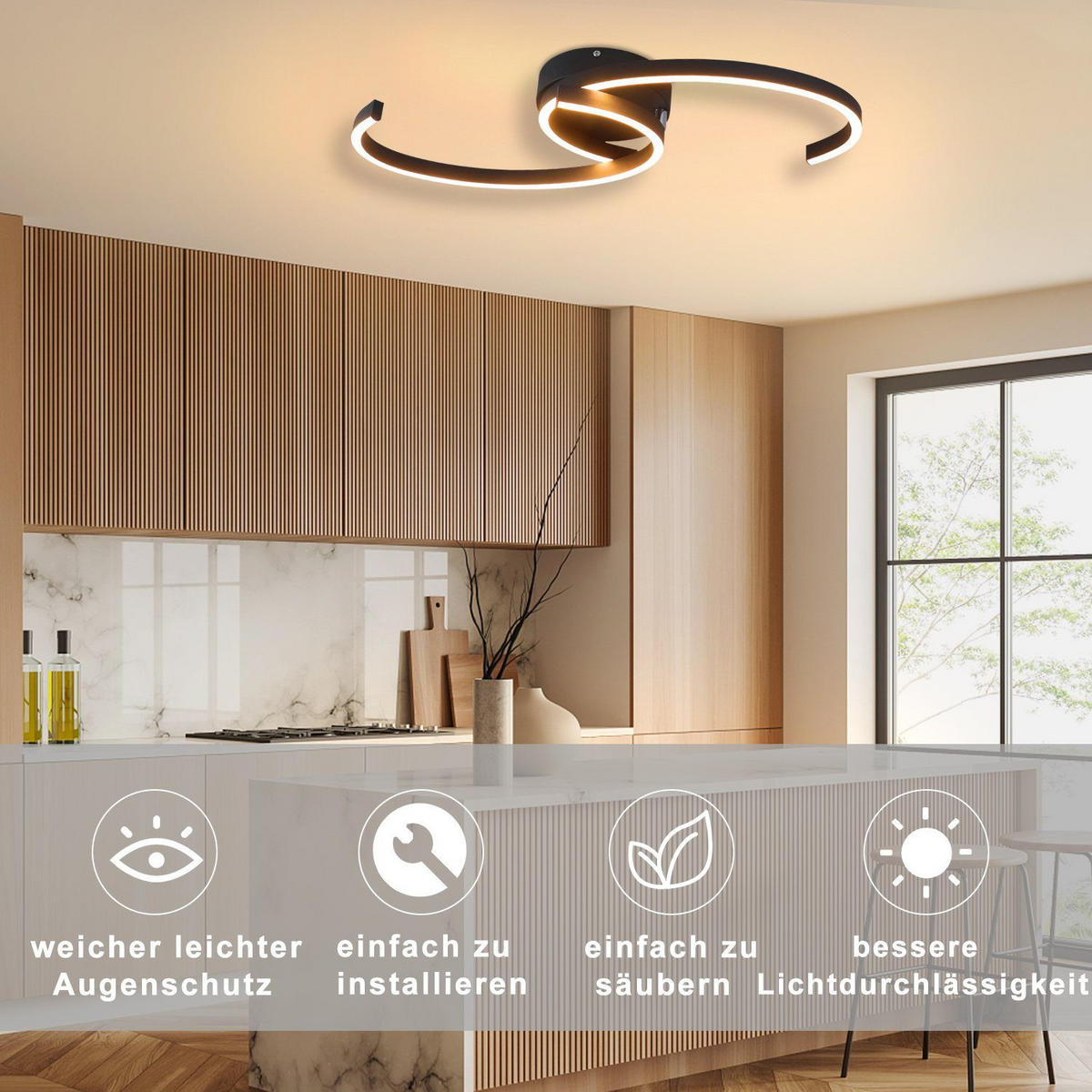 LED-DECKENLEUCHTE Oliver 60/16/9 cm - Schwarz, Metall (60/16/9cm) - Nettlife