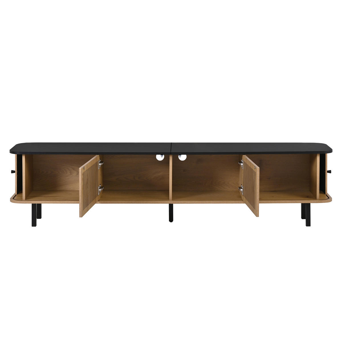 TV-SCHRANK 190/35/45 cm Eiche mit 2 Schiebetüren und Gittertüren - Eichefarben, Holzwerkstoff/Metall (190/45/35cm) - Oxeza