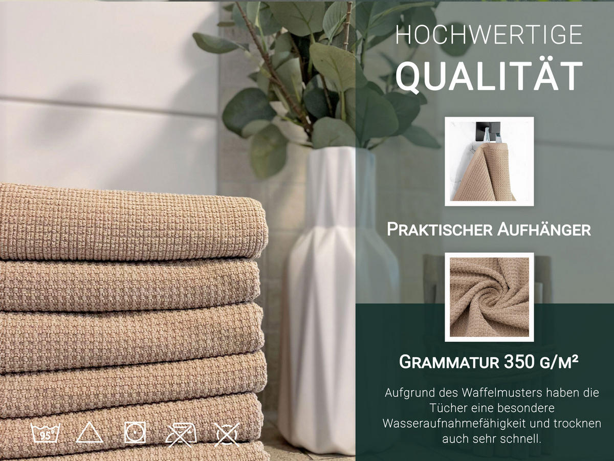 HANDTÜCHER, 6er-Set, 50x100 cm, 100% Baumwolle, Beige - Beige, Textil (50/100cm) - Zollner