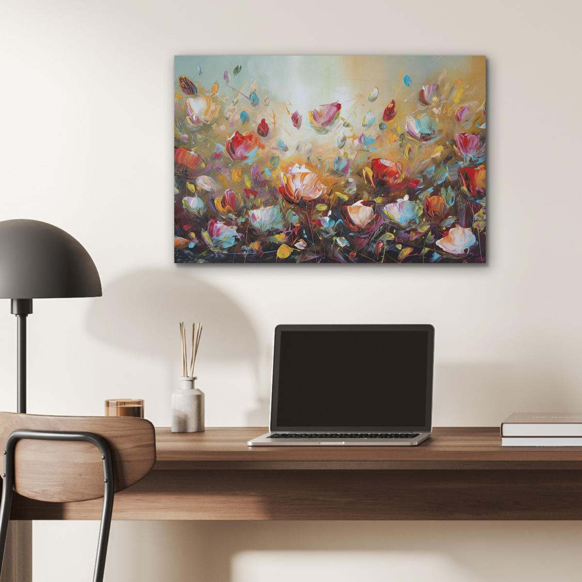 AKUSTIKBILD Blumen - Kunst - Natur - Ölgemälde Wanddeko 70x50 cm - Multicolor, Kunststoff (70/50/0.9cm) - MuchoWow