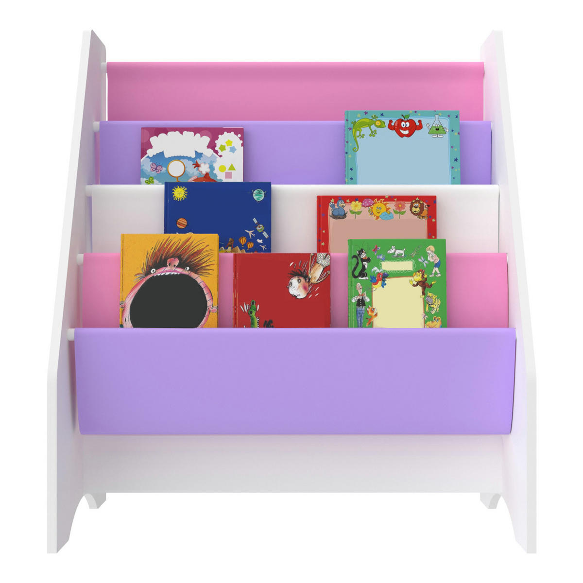 KINDERREGAL Fisterra - Lila/Weiß, Holzwerkstoff/Textil (62/74/29cm) - [en.casa]