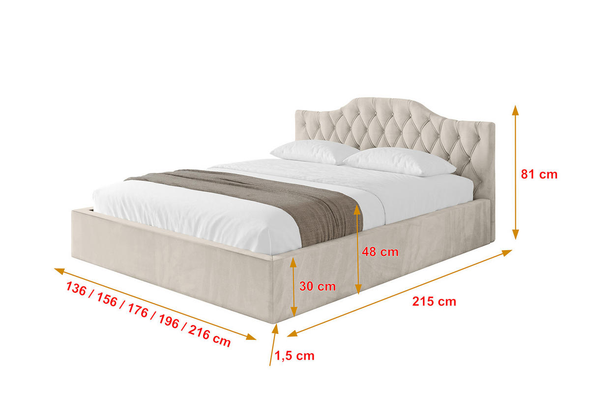 POLSTERBETT mit Bettkasten und Lattenrost, Boxbett ohne Matratze - FALIO-V1 180x200 Beige - Beige, Holzwerkstoff/Textil (180/200cm) - ALTDECOR