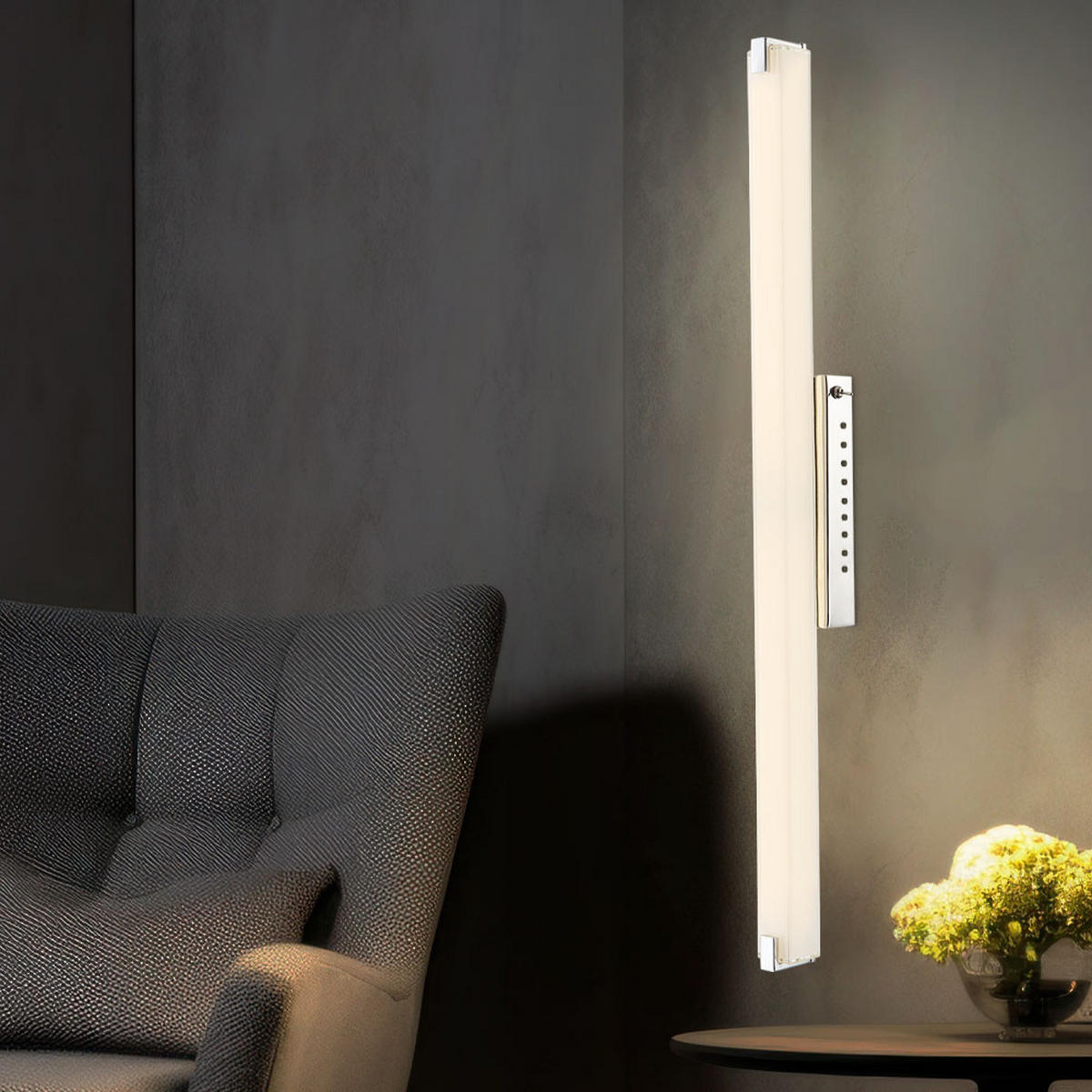 LED WANDLEUCHTE Chrom Glas Silber - Silberfarben, Glas (6/9.4/79cm) - Globo Lighting