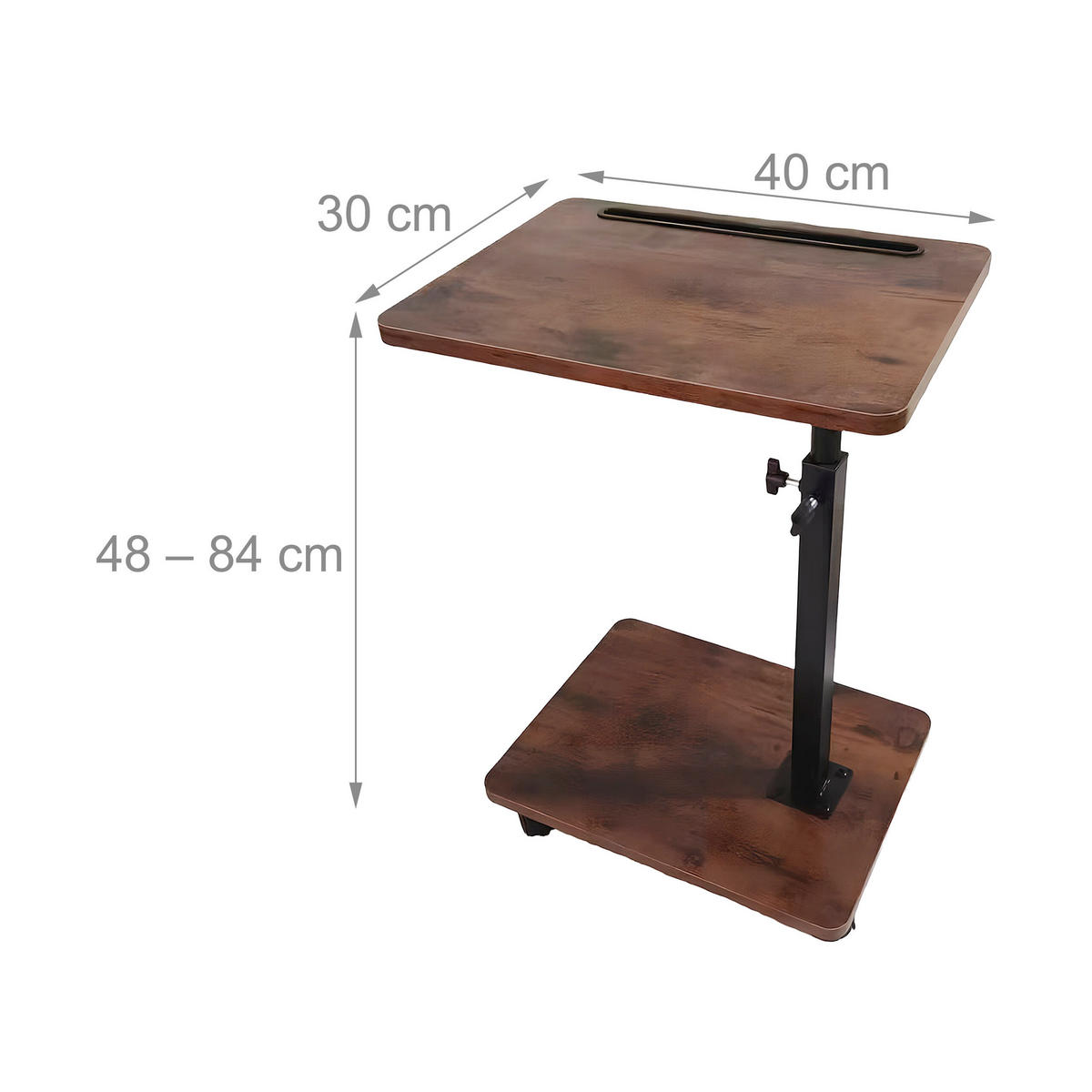 BEISTELLTISCH Braun Schwarz höhenverstellbar - Braun, Holzwerkstoff/Metall (40/30/48cm) - Relaxdays
