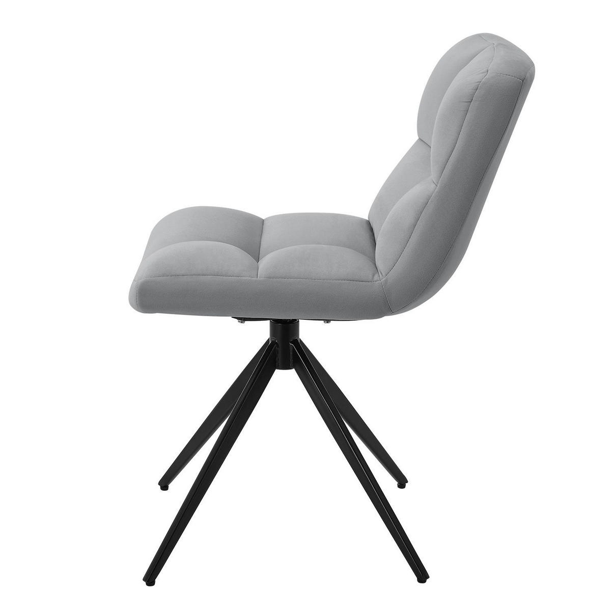 DREHSTUHL Dallas samt hellgrau (2er-Set) - Hellgrau, Textil (45/84/45cm) - Juskys