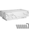 COUCHTISCH Lasley, inkl. Bodenschoner, Belastbarkeit 45 kg, Marmor Optik weiß - Weiß, Holz (60/120/35cm) - tectake