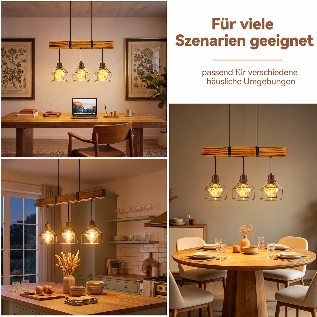 PENDELLEUCHTE Fentris 61/15/170 cm - Schwarz/Braun, Holz/Metall (61/15/170cm) - ZMH