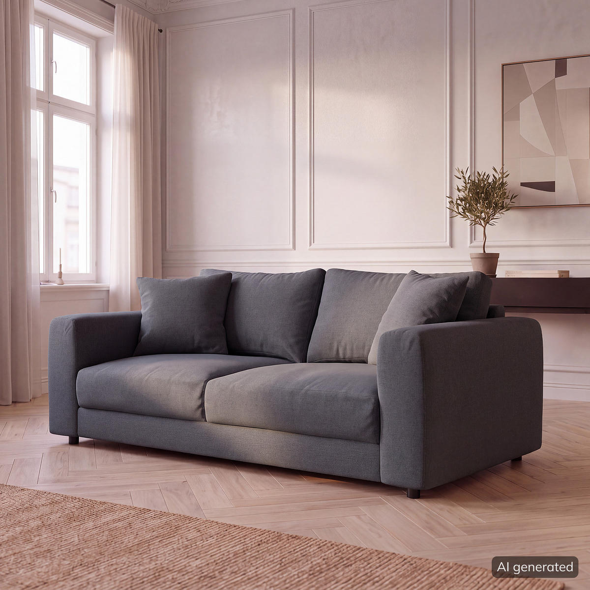 2,5-SITZER SOFA - Schwarz/Grau, Holz/Kunststoff (182/79/106cm) - home24